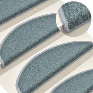 vidaXL Tappetini per scale 15 pz 56x17x3 cm Blu mare semicircolari