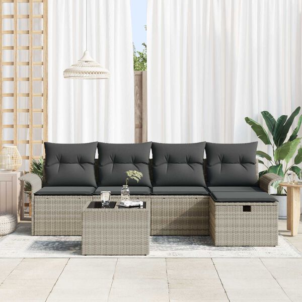 vidaXL Set Divano da Giardino 6 pcs Grigio chiaro Poly Rattan