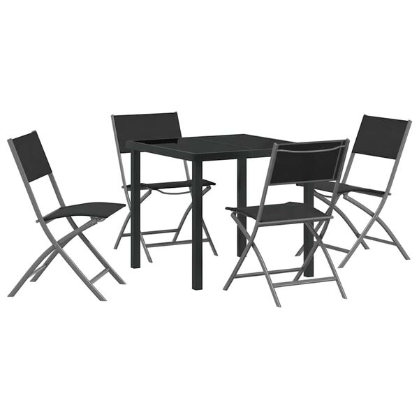 vidaXL Set da Pranzo per Giardino 5 pcs Nero