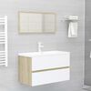 vidaXL Set Mobili da Bagno Bianco e Rovere Sonoma in Legno Multistrato