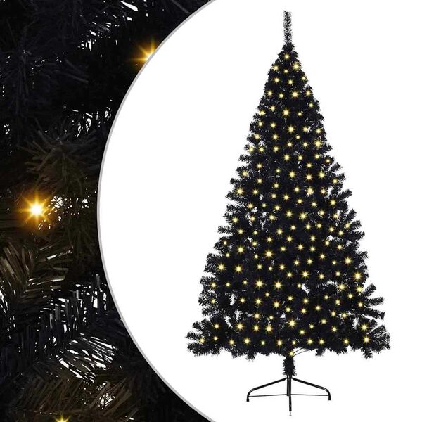 vidaXL Albero di Natale artificiale con luci integrate Nero 210 cm PVC