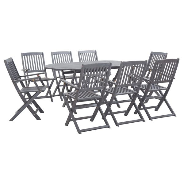 vidaXL Set da Pranzo per Giardino 9 pz Legno Massello di Acacia Grigio