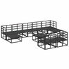 vidaXL Set Divano da Giardino con cuscino 10 pcs Nero Alluminio