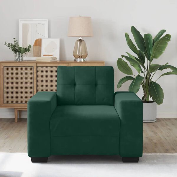 vidaXL Divano Sedia Verde Scuro 100x78x80 cm Velluto