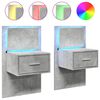 vidaXL Comodini a Parete con Luci LED 2 pz Grigio Cemento