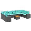 vidaXL Set Divani da Giardino 11 pz con Cuscini Nero in Polyrattan