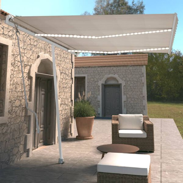 vidaXL Tenda Automatica con Sensore Vento e LED 350x250 cm Crema