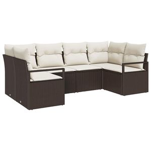 vidaXL Set Divano da Giardino 6 pz Marrone e bianco polyrattan