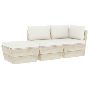 vidaXL Set Divani da Giardino su Pallet 3 pz con Cuscini Legno Abete