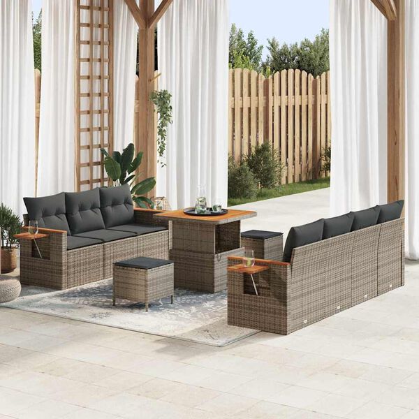 vidaXL Set Divano da Giardino con cuscino 10 pcs Grigio
