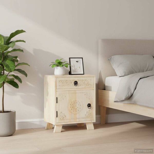 vidaXL Comodino 40x30x50 cm in Legno Massello di Mango