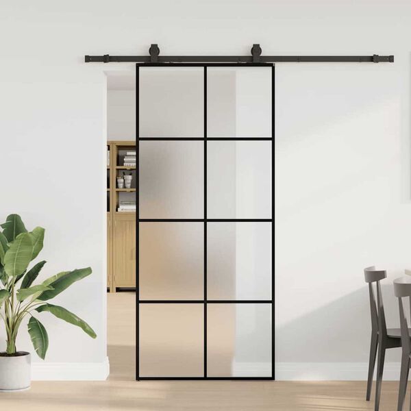 vidaXL Porta Scorrevole con Ferramenta Nera 90x205 cm in Vetro ESG
