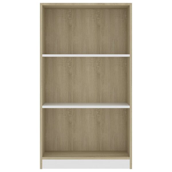 vidaXL Libreria a 3 Ripiani Bianco e Sonoma 60x24x109cm in Multistrato