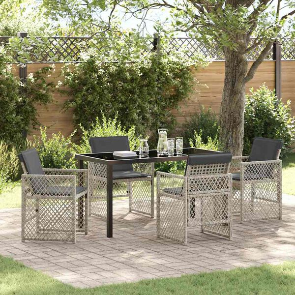 vidaXL Set da Pranzo per Giardino 5 pcs Grigio chiaro polyrattan