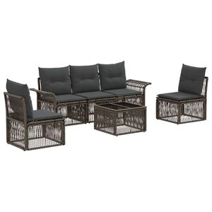 vidaXL Set Divano da Giardino 6 pz Grigio polyrattan