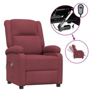vidaXL Poltrona Massaggiante Elettrica Rosso Vino in Tessuto