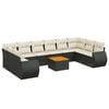 vidaXL Set Divani da Giardino 11 pz con Cuscini in Polyrattan Nero