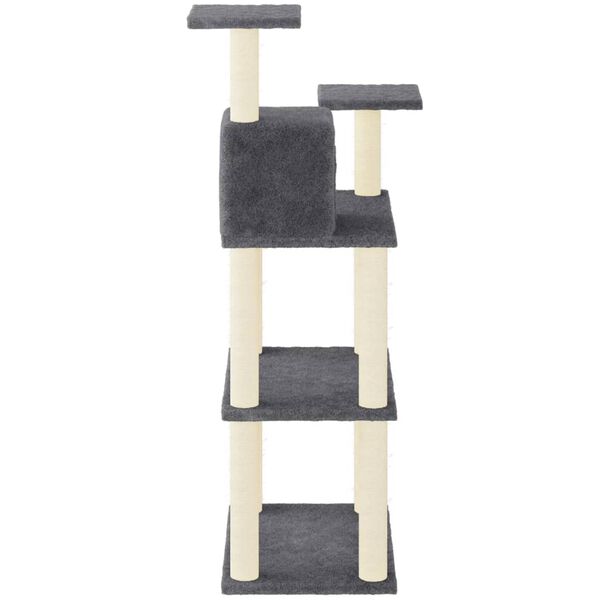 vidaXL Albero per Gatti con Tiragraffi in Sisal Grigio Scuro 118,5 cm