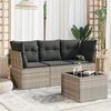 vidaXL Set Divano da Giardino 4pz con Cuscini Grigio Chiaro Polyrattan