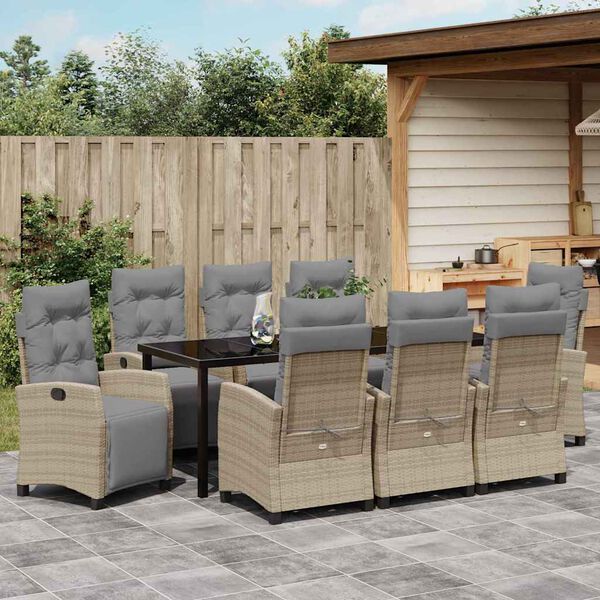 vidaXL Set da Pranzo per Giardino 9 pcs Beige polyrattan