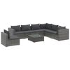 vidaXL Set Divani da Giardino 8 pz con Cuscini in Polyrattan Grigio