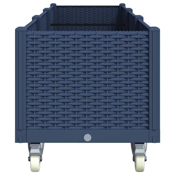 vidaXL Fioriera da Giardino con Ruote Grigio Blu 240x50x54 cm in PP