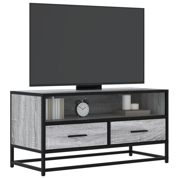 vidaXL Mobile TV Grigio Sonoma 80x34,5x40 cm Legno Multistrato Metallo