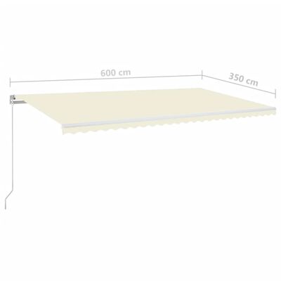 vidaXL Tenda da Sole Retrattile Manuale 600x350 cm Crema