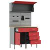 vidaXL Set di mobili da lavoro con cassetto con blocco 5 pcs Rosso
