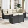 vidaXL Set Divano da Giardino con cuscino 7 pcs Nero Poly Rattan