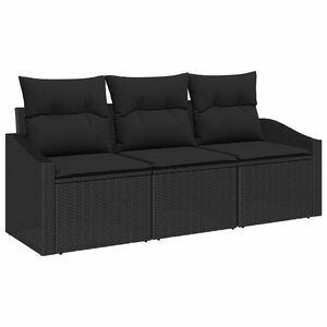 vidaXL Set Divano da Giardino 3 pz Nero polyrattan