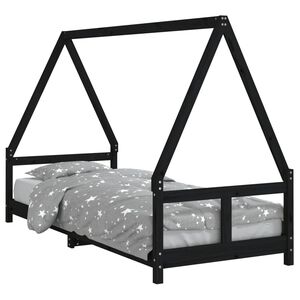 vidaXL Giroletto per Bambini Nero 80x200 cm in Legno Massello di Pino