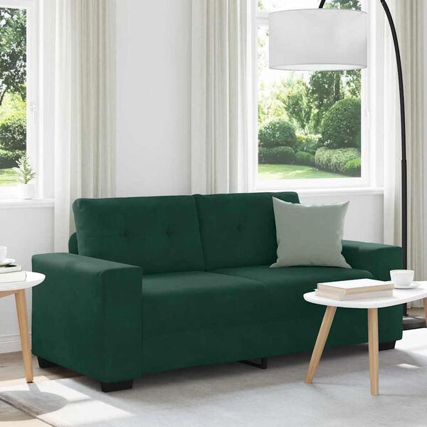 vidaXL Divano Divanetto Verde Scuro 180x77x82 cm in Velluto