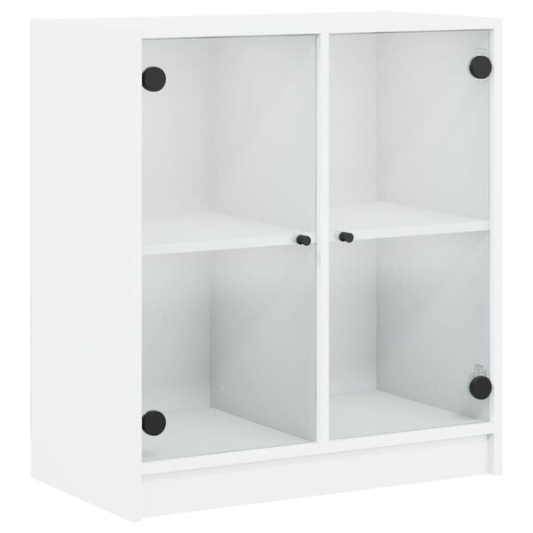 vidaXL Mobile con Ante in Vetro Bianco 68x37x75,5 cm