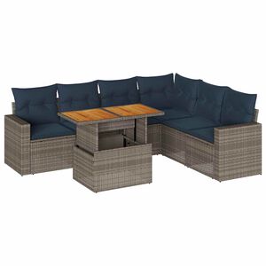 vidaXL Set Divani da Giardino 7 pz con Cuscini Grigio in Polyrattan