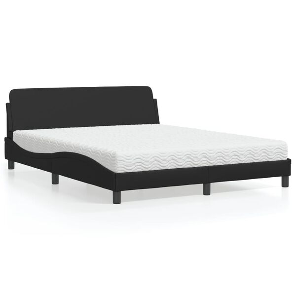 vidaXL Letto con Materasso Dover Nero 160x200 cm in Similpelle