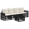 vidaXL Set Divano da Giardino 5 pz Nero e Bianco Crema polyrattan
