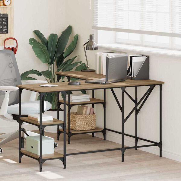 vidaXL Scrivania Rovere artigianale 139 x 139 x 75 cm