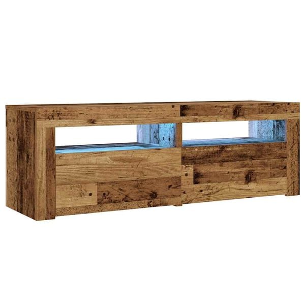 vidaXL Comodini 2 pz con Luci LED Legno Antico 60x35x40 cm