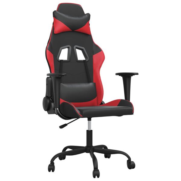 vidaXL Sedia da Gaming Massaggiante Rosso e Nero in Similpelle