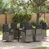 vidaXL Set da Pranzo per Giardino con cuscino 7 pcs Grigio polyrattan