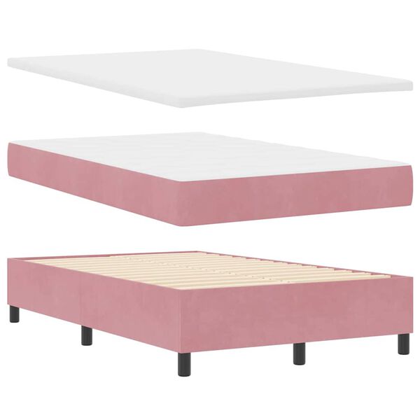 vidaXL Letto a molle con materasso Rosa 120 x 190 cm Velluto