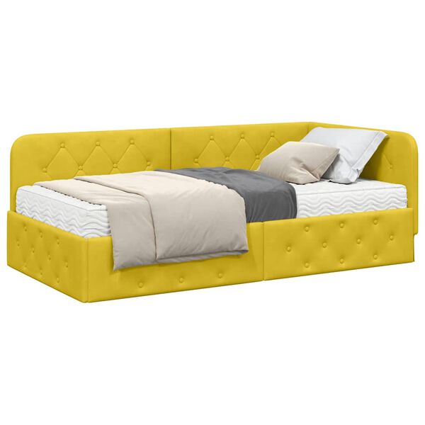 vidaXL Cornice del letto ad angolo Giallo 90 x 190 cm Velluto