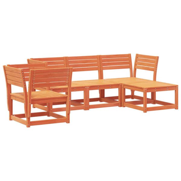 vidaXL Set Salotto da Giardino 5 pz Marrone Cera Legno Massello Pino