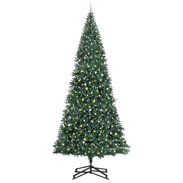 vidaXL Albero di Natale Artificiale Pre-illuminato con Set di Palline