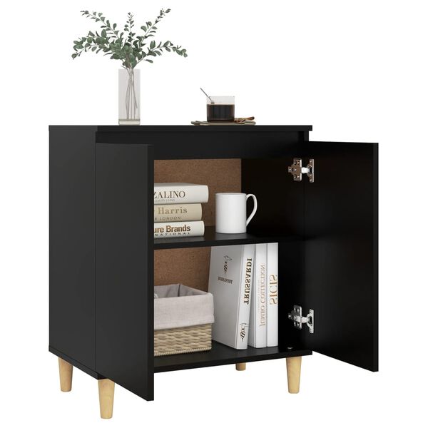 vidaXL Credenza con Gambe Legno Massello Nera 60x35x70 cm Multistrato