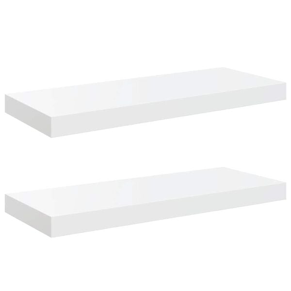 vidaXL Scaffali a Parete 2 pz Bianco Lucido 60x23,5x3,8 cm in MDF