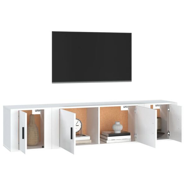 vidaXL Set Mobili Porta TV 3 pz Bianco in Legno Multistrato