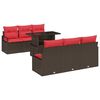 vidaXL Set Divano da Giardino 7 pz Marrone Poly Rattan