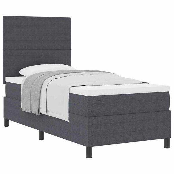 vidaXL Letto a molle Grigio Scuro e Bianco 193 x 90 x 128 cm